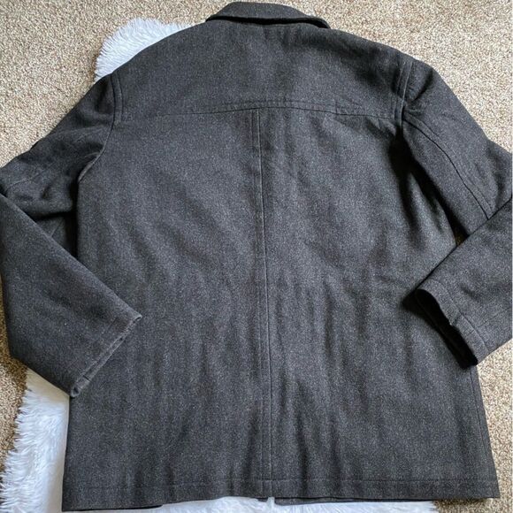 J. Crew Wool Coat Jacket Gray Button Front Lined Mens Size Large Professional - Picture 7 of 11